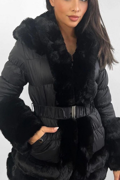 Short padded fur coat