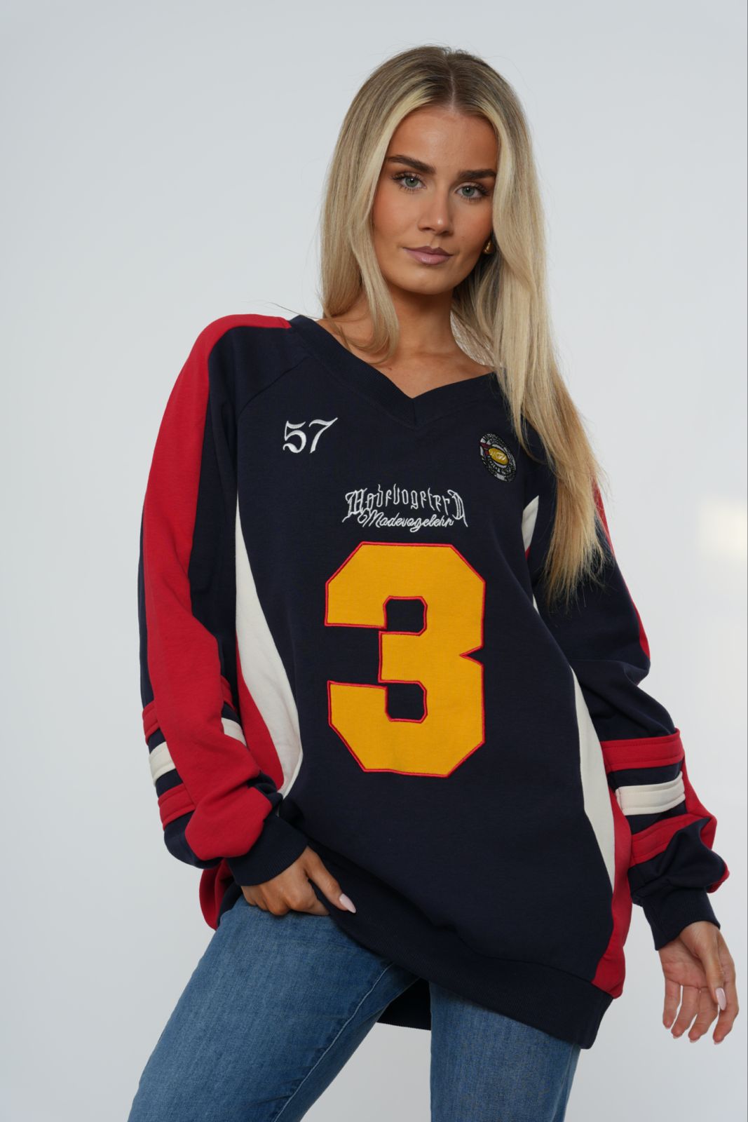 Oversized Varsity-Style Sweatshirt