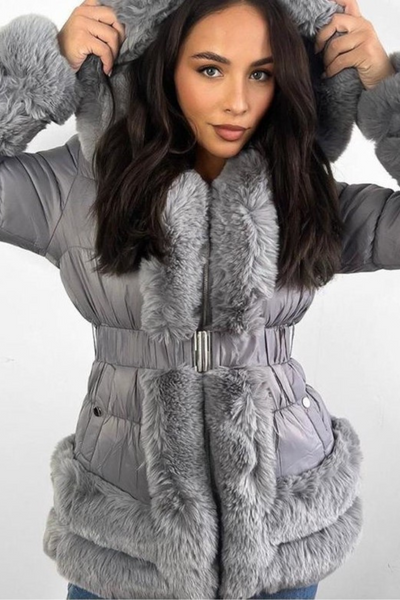 Short padded fur coat
