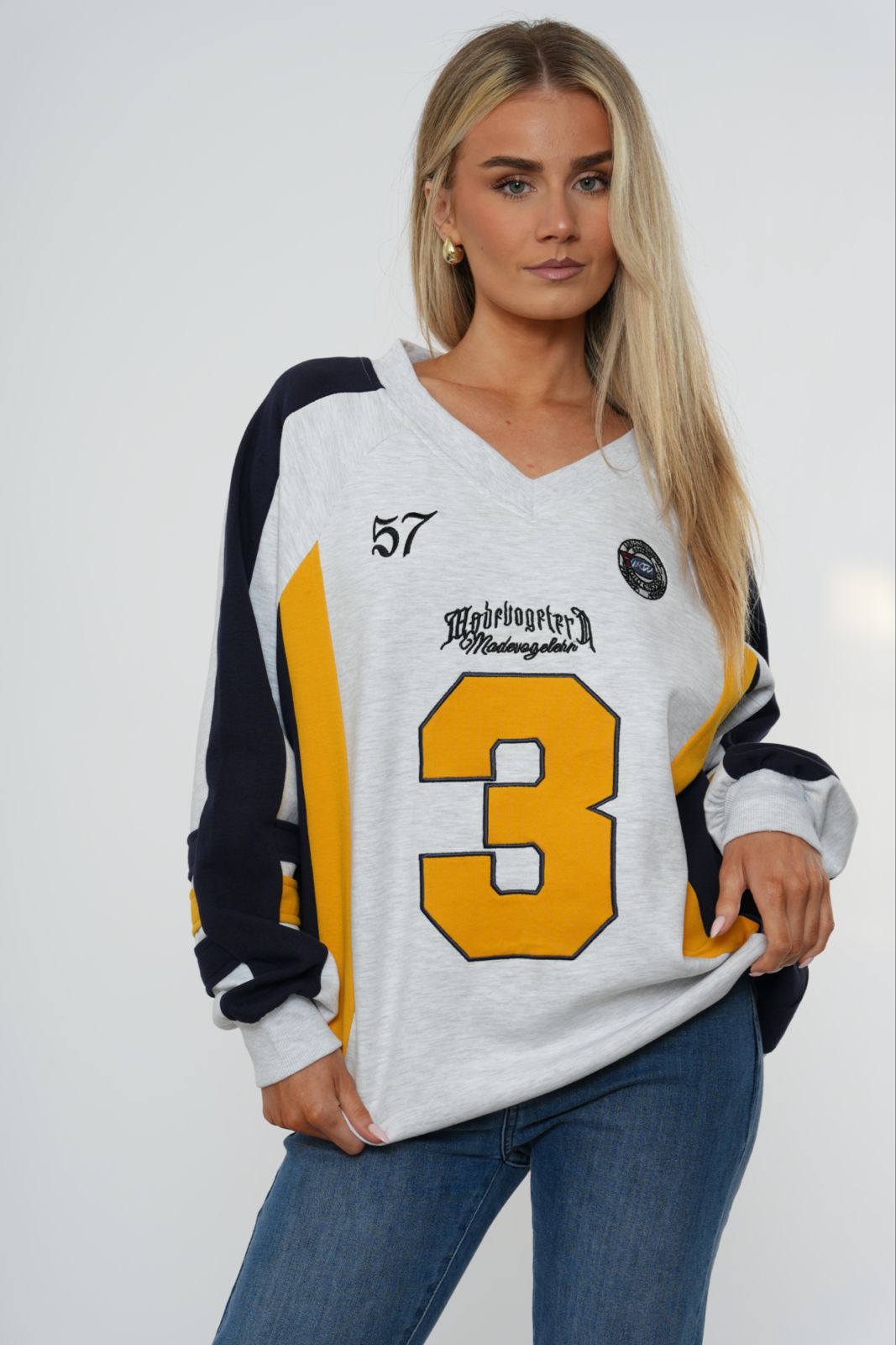 Oversized Varsity-Style Sweatshirt