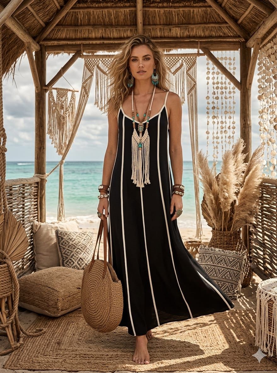 Striped Boho Maxi Dress