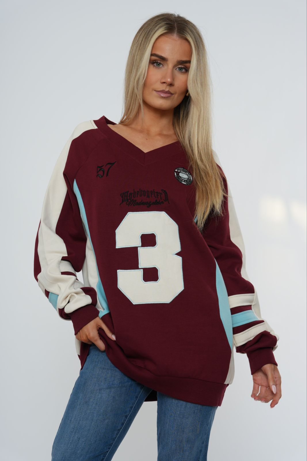 Oversized Varsity-Style Sweatshirt
