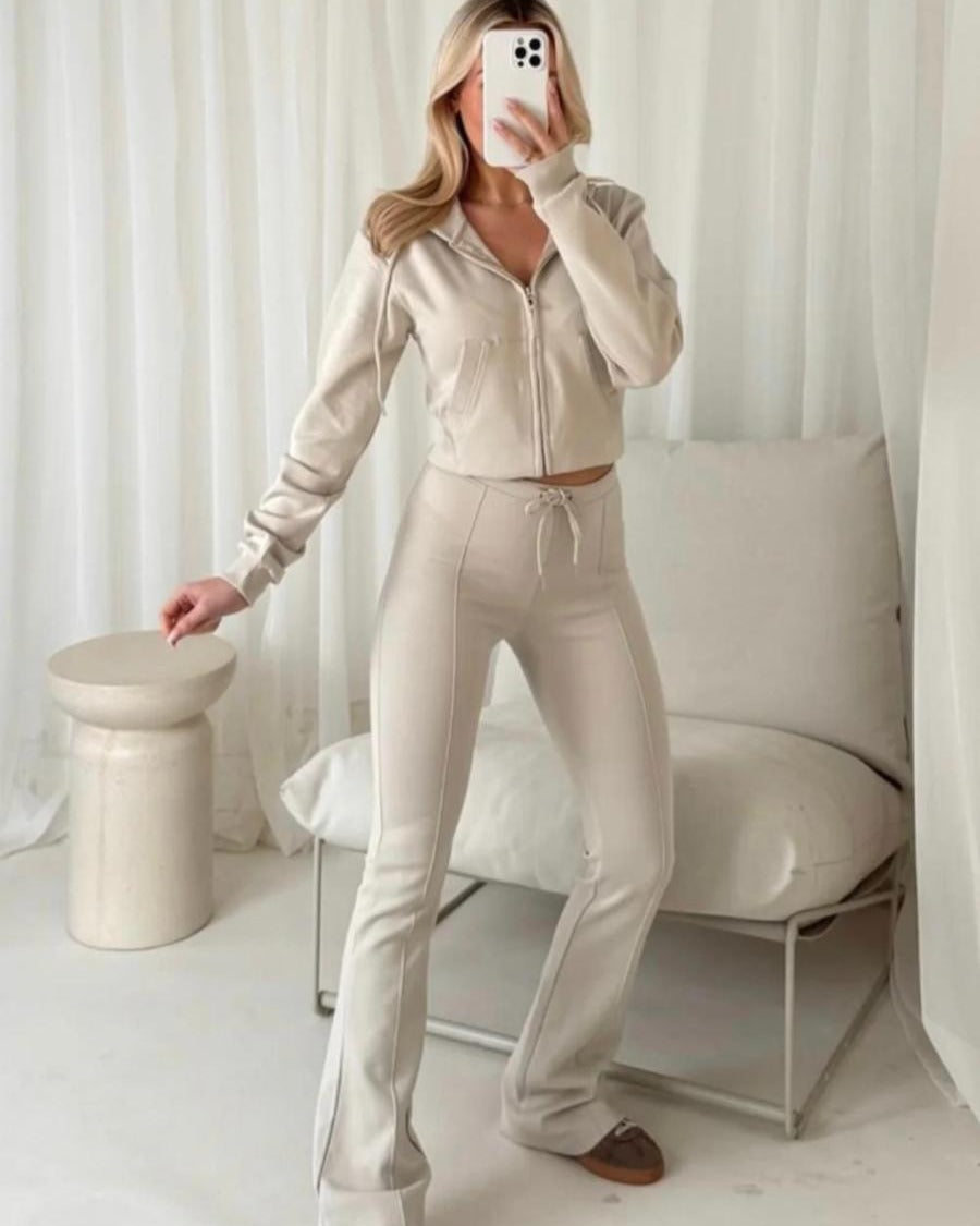 Fitted Zip Hoodie & Flared Jogger Set