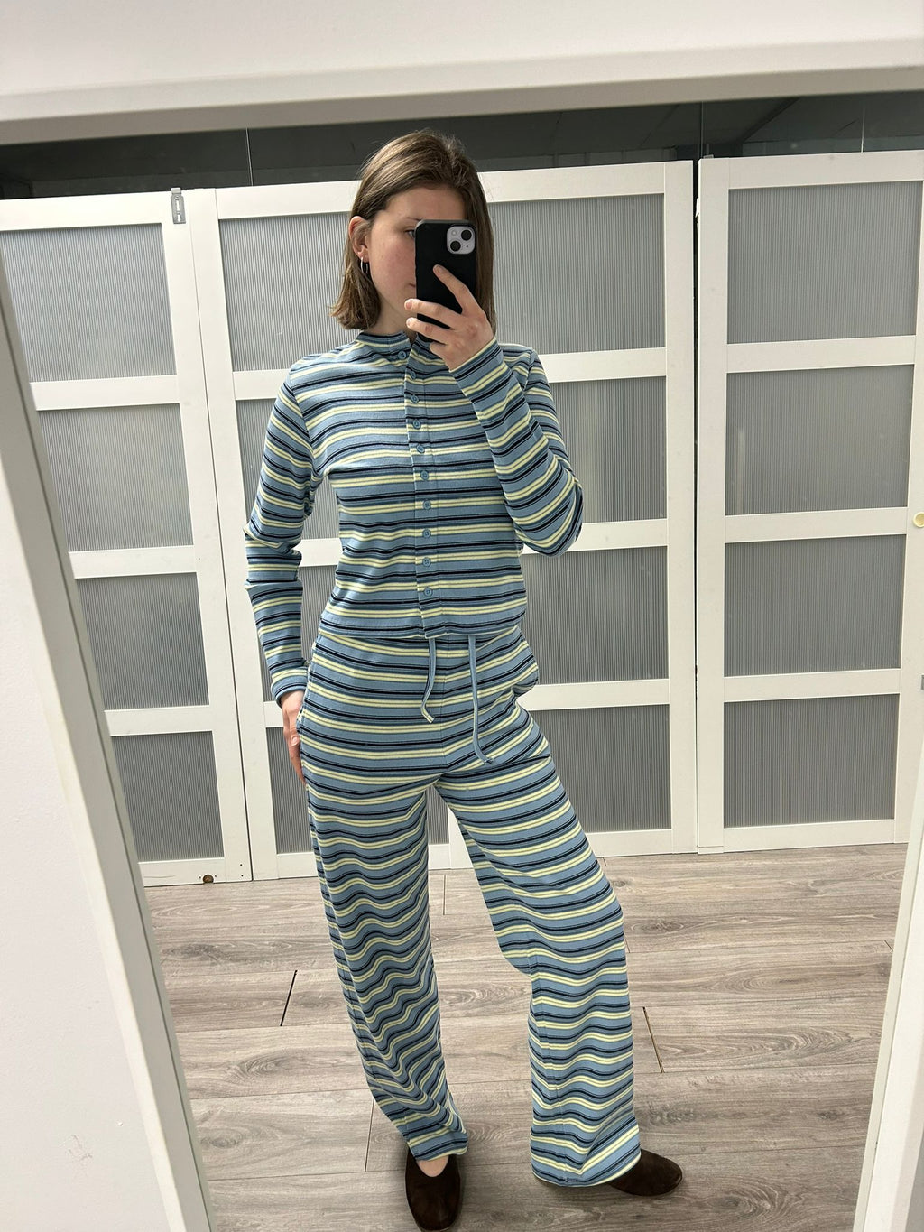 Long Sleeve Button Up Ribbed Set