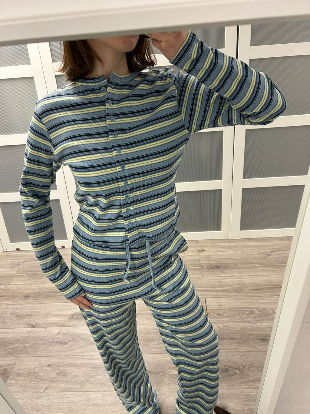 Long Sleeve Button Up Ribbed Set