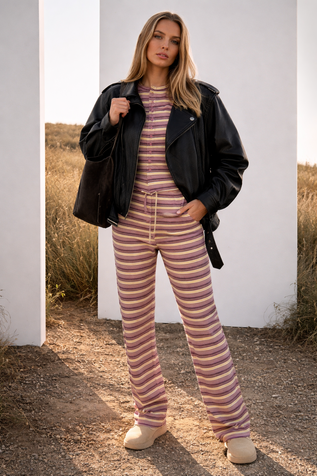 Long Sleeve Button Up Ribbed Set