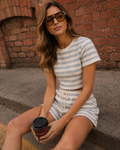 Stripe Ribbed Top & Short Set