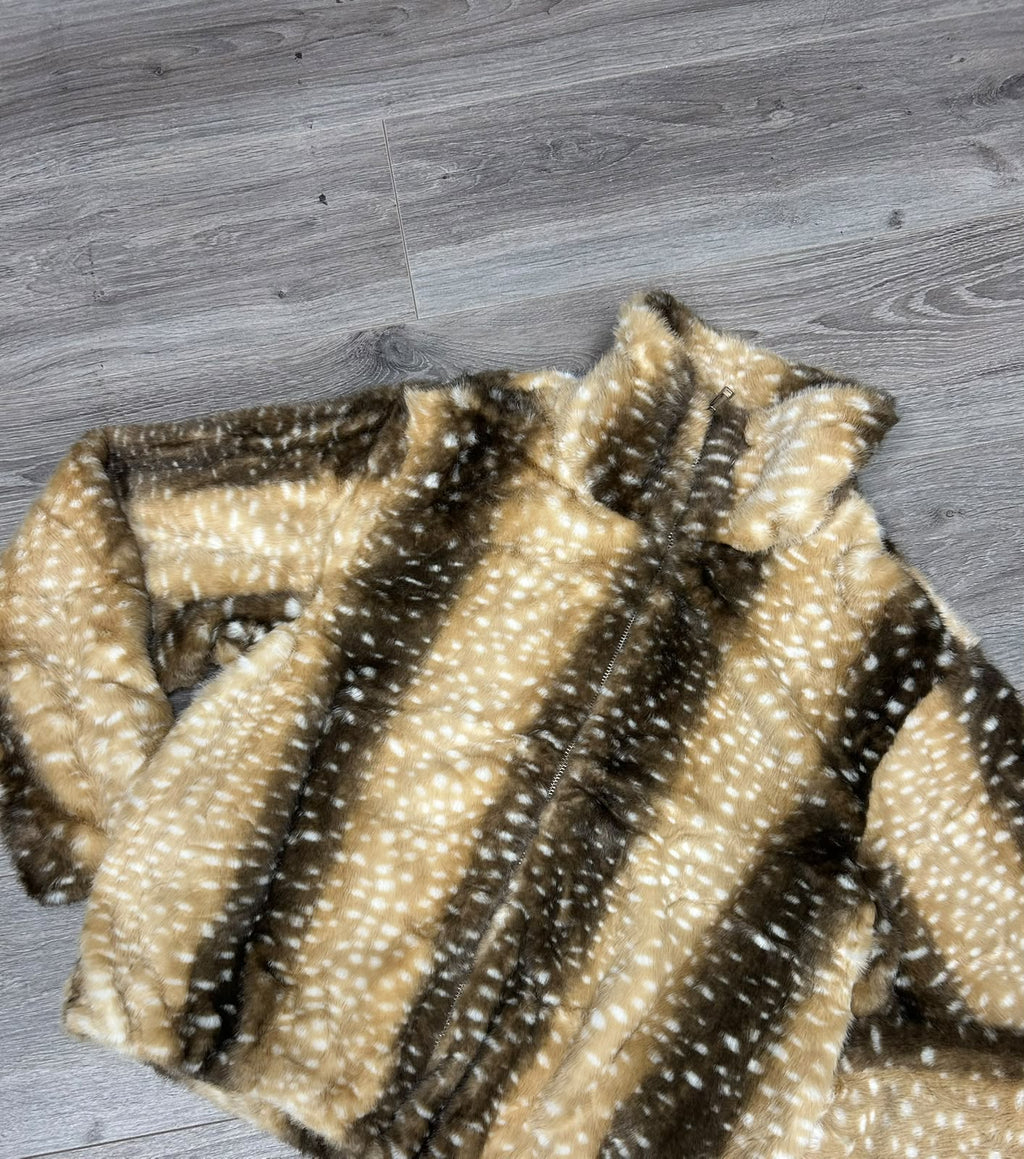 Faux Fur Deer Print Jacket