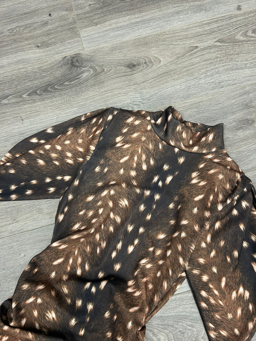 Deer Print Tulip Sleeve Dress