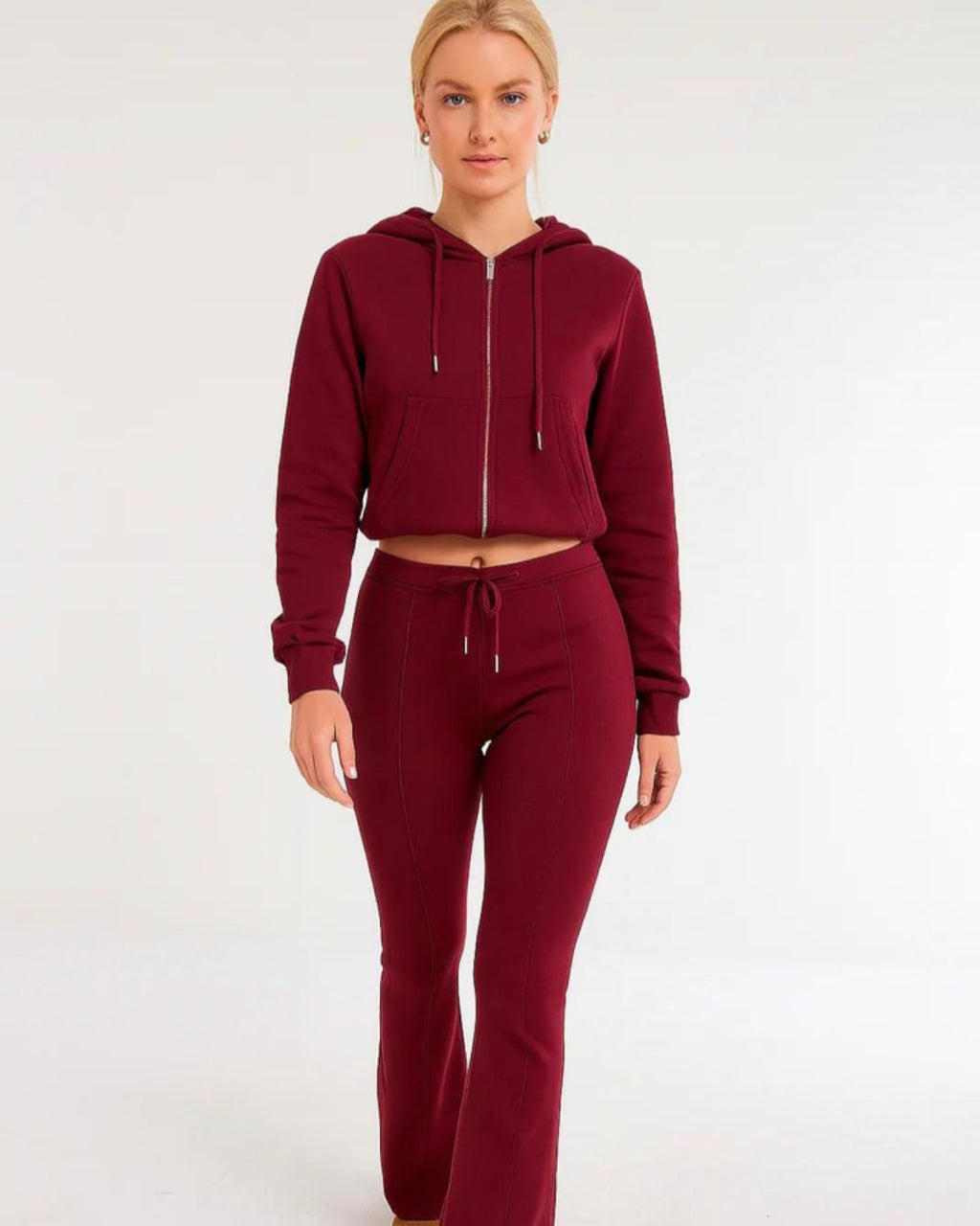 Fitted Zip Hoodie & Flared Jogger Set