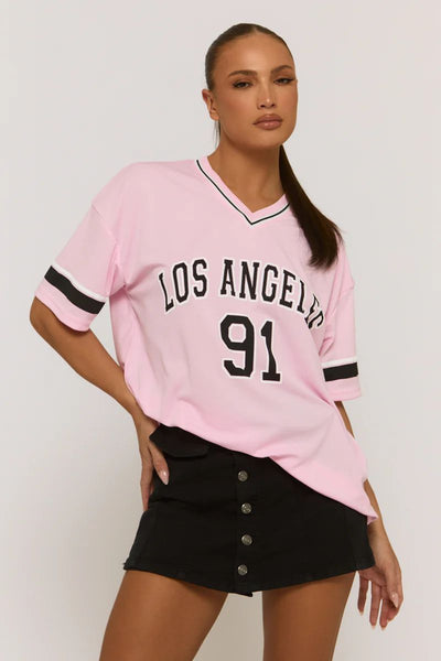 Oversized 'Los Angeles' Slogan Sports Tee