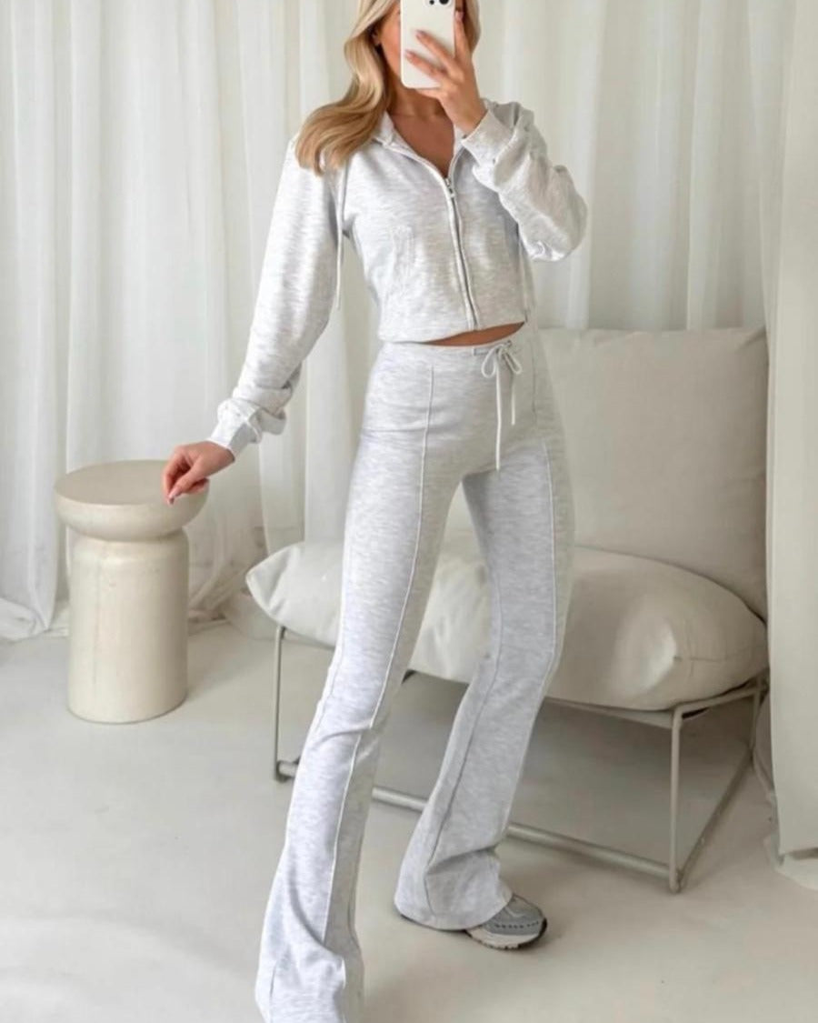 Fitted Zip Hoodie & Flared Jogger Set