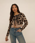 Tie-Front Cropped Leopard Cardigan