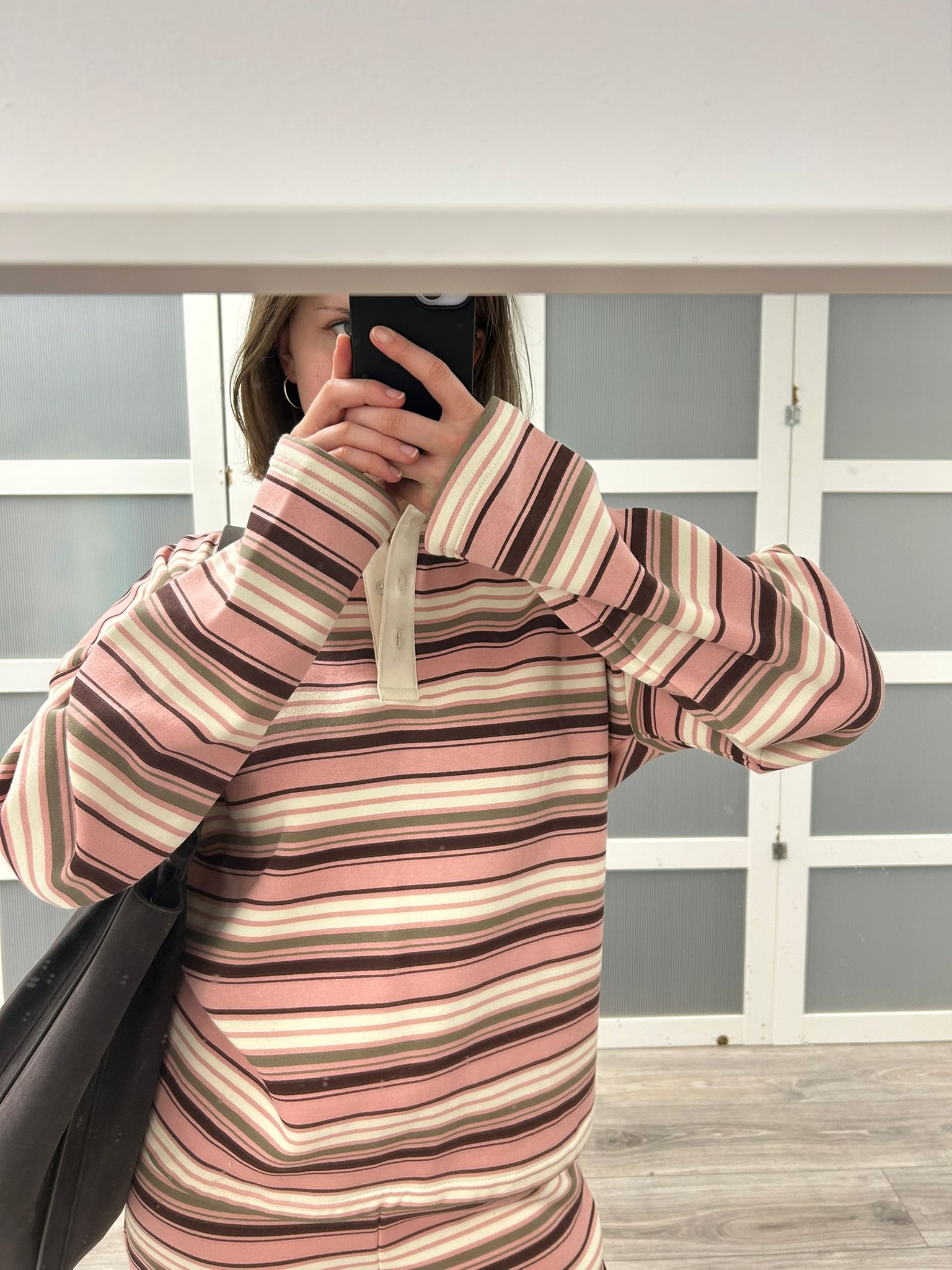 Stripe Rugby Tee Fleece Set in Pink