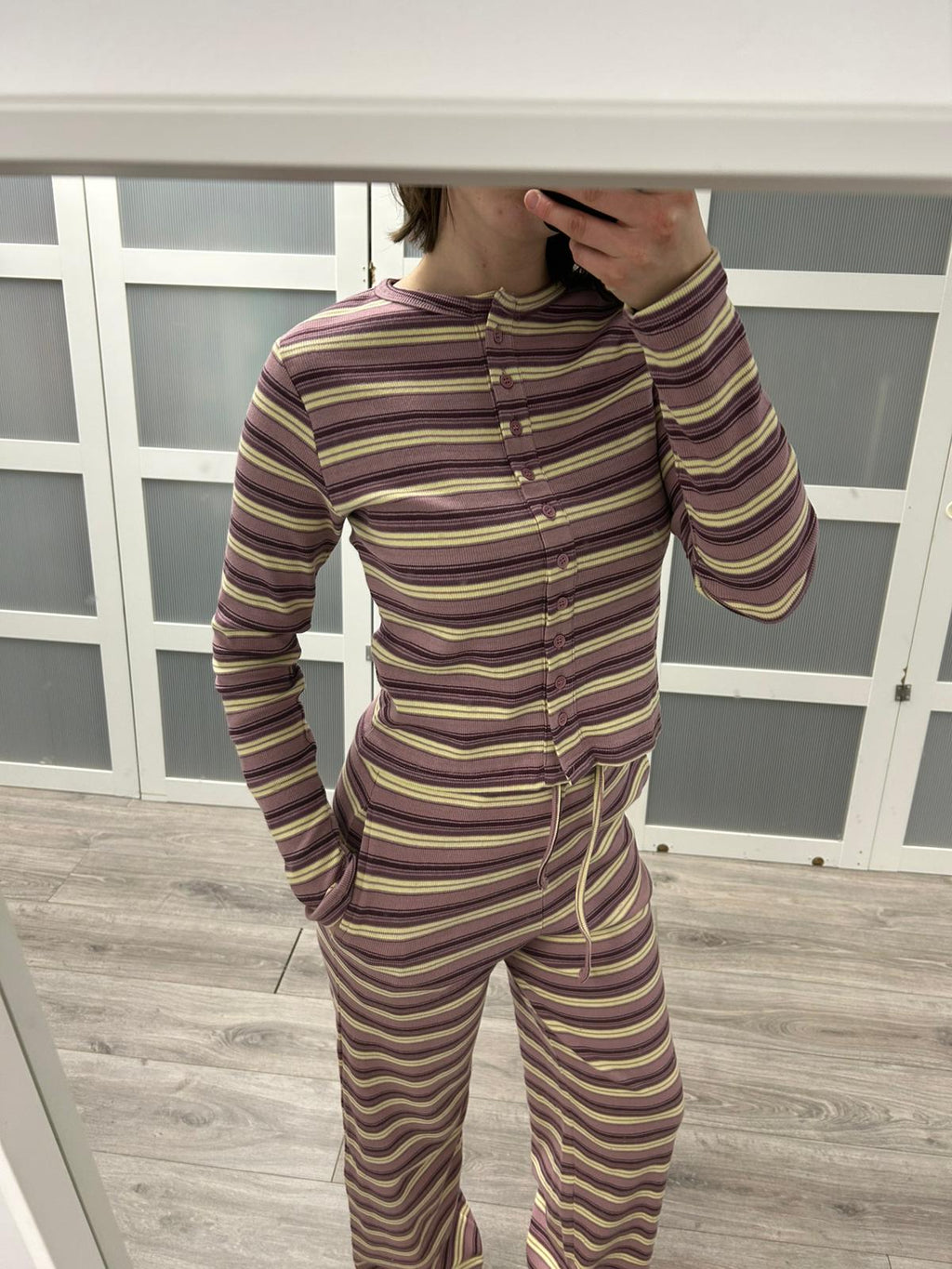 Long Sleeve Button Up Ribbed Set