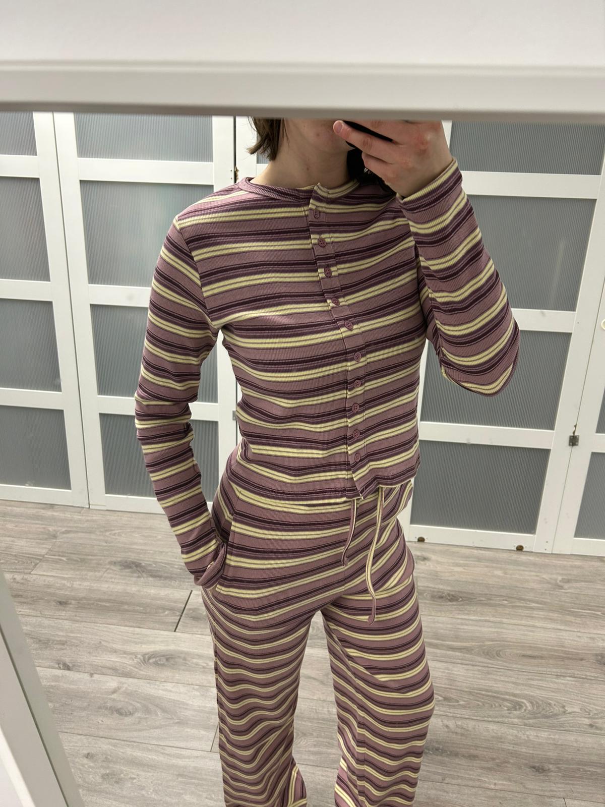 Long Sleeve Button Up Ribbed Set