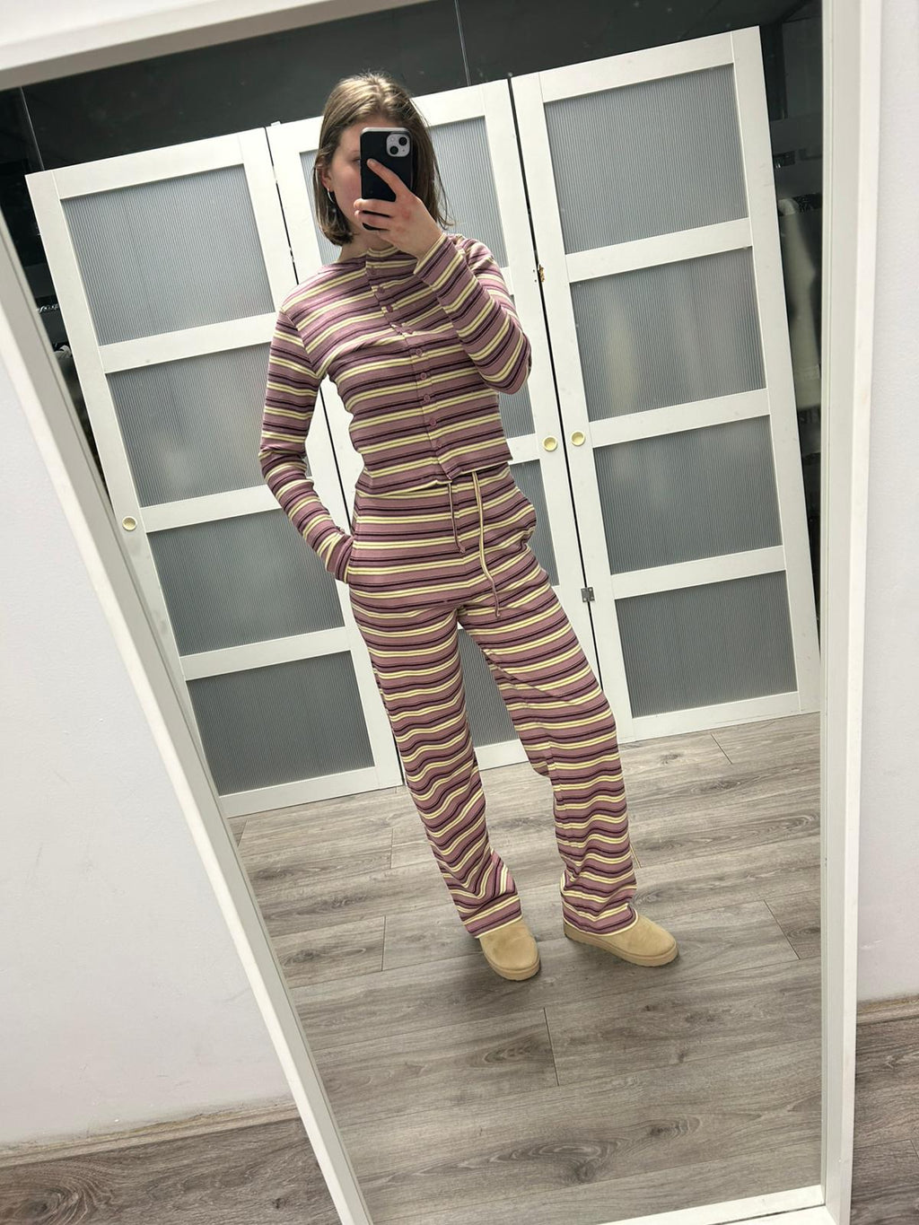 Long Sleeve Button Up Ribbed Set