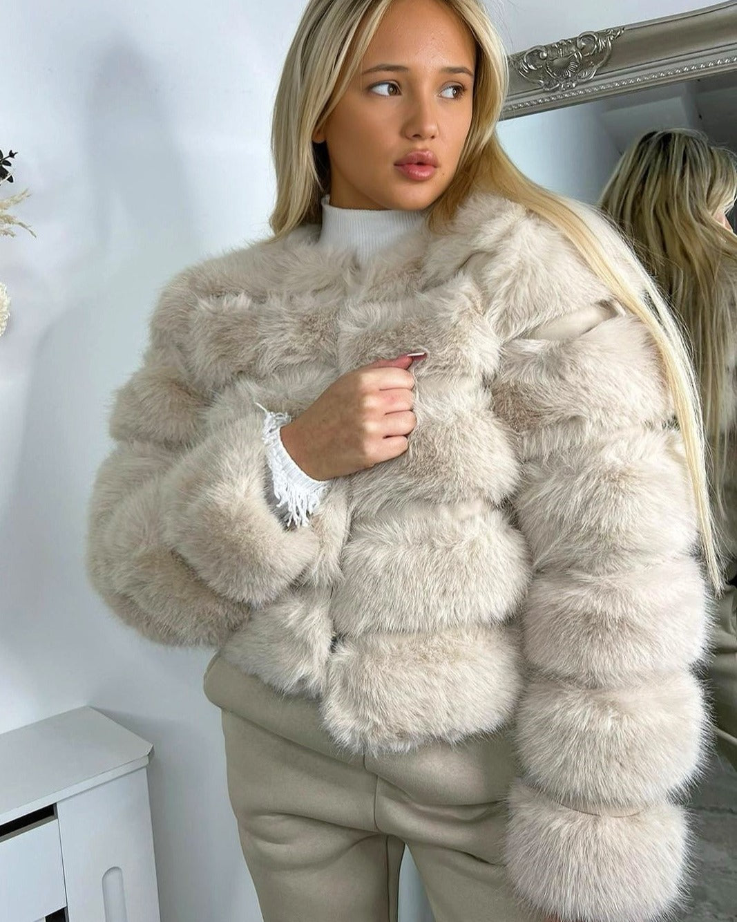 Pelted Faux Fur Jacket