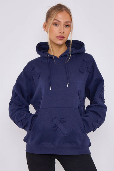 Navy  Cross Applique Tracksuit