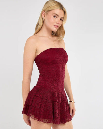 Strapless Lace Mini Dress