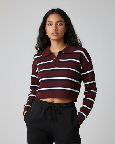 Varsity Crop Polo Sweater