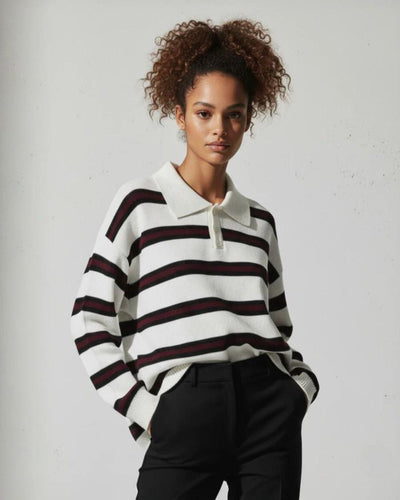 Varsity Stripe Knit Polo Sweater