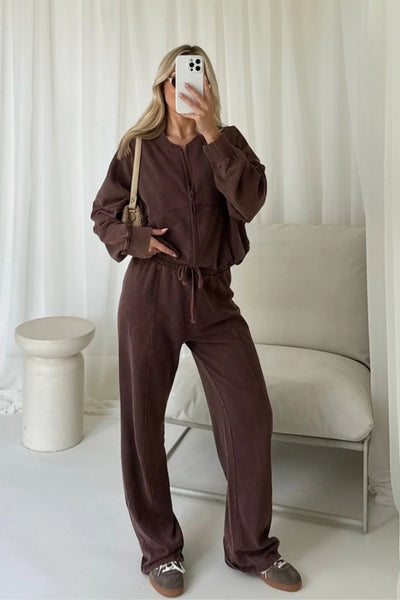 Brown Oversized Essentials Tracksuit