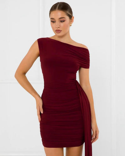 One-Shoulder Ruched Mini Dress