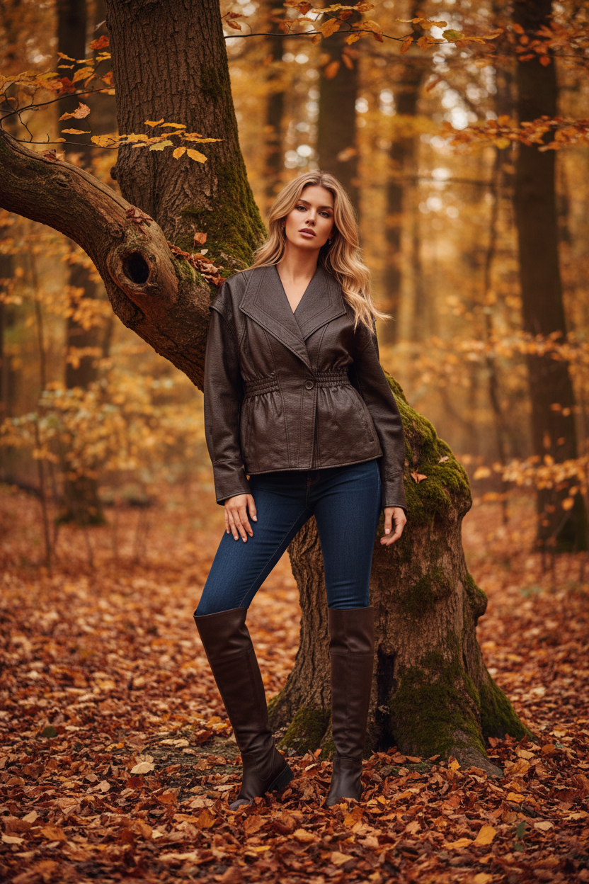Autumn Editorial – Brown Leather Jacket