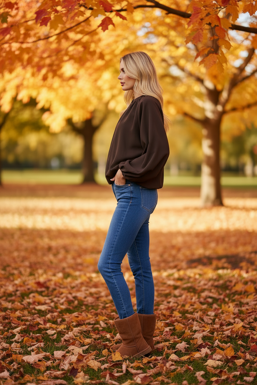 Autumn Editorial Side Profile - Bubble Hem Windbreaker