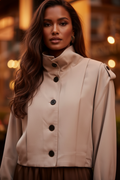 Beige Structured Jacket - Close Up Editorial