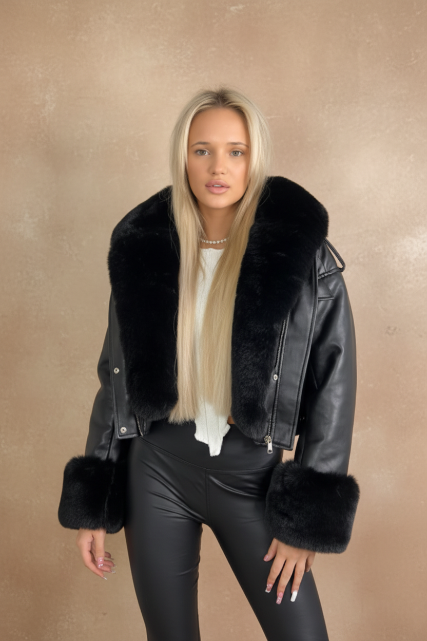 Black Fur Jacket Front — New Background