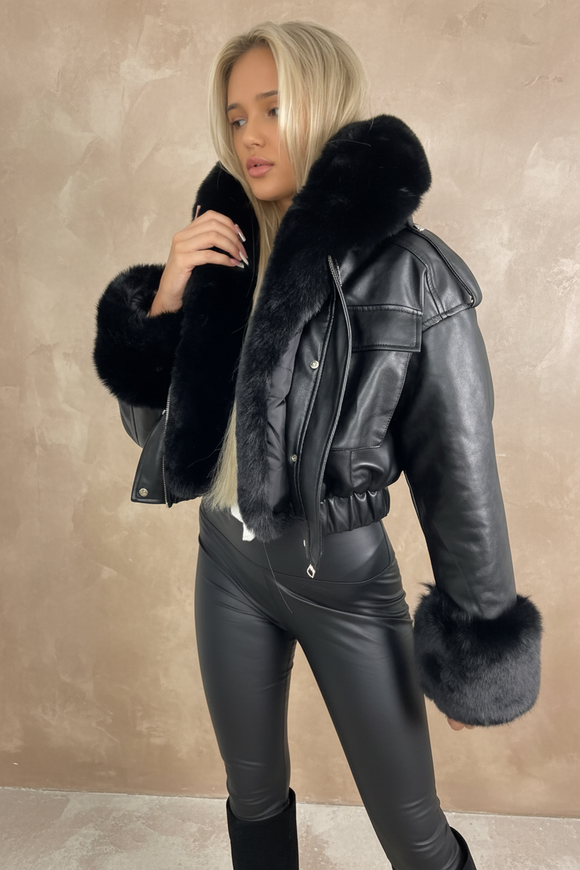 Black Fur Jacket Side — New Background