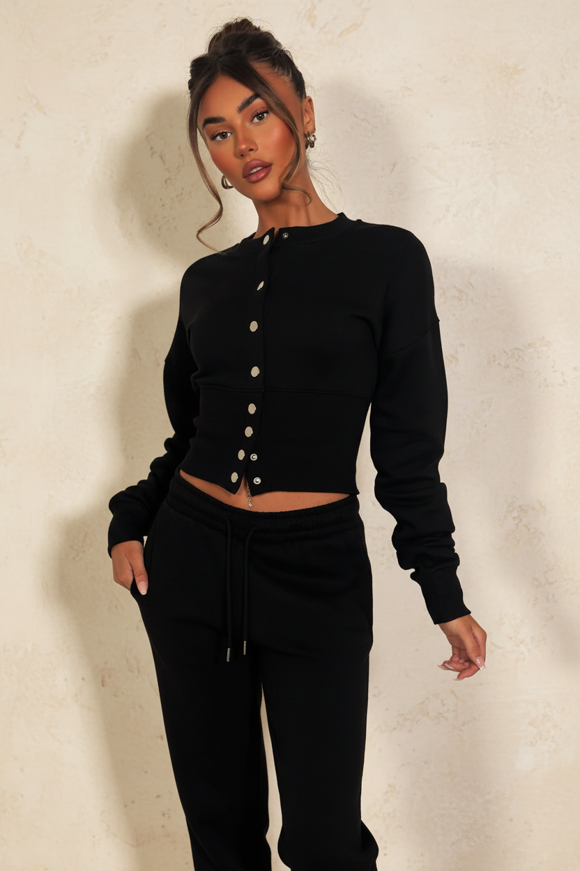 Black Tracksuit - Cream Background