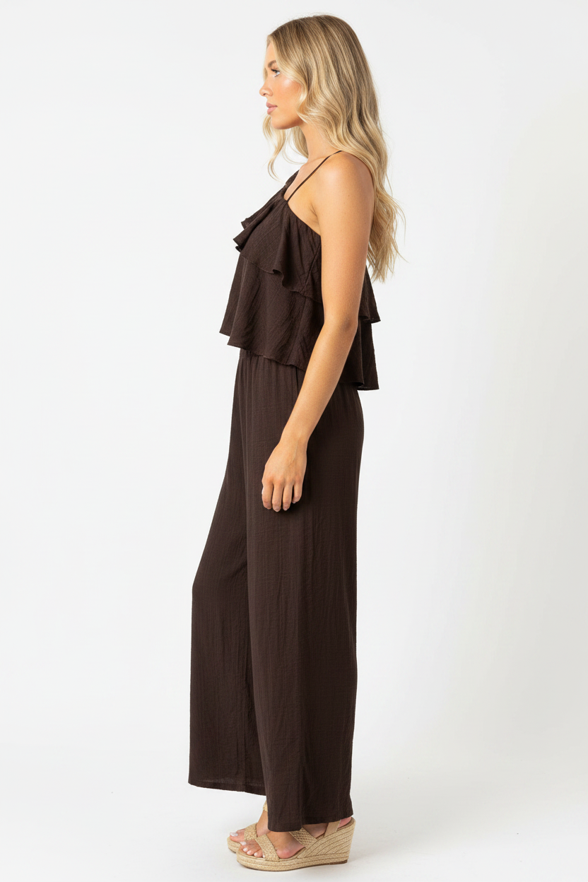 Brown Ruffle Co-ord Set - Side Profile Retry