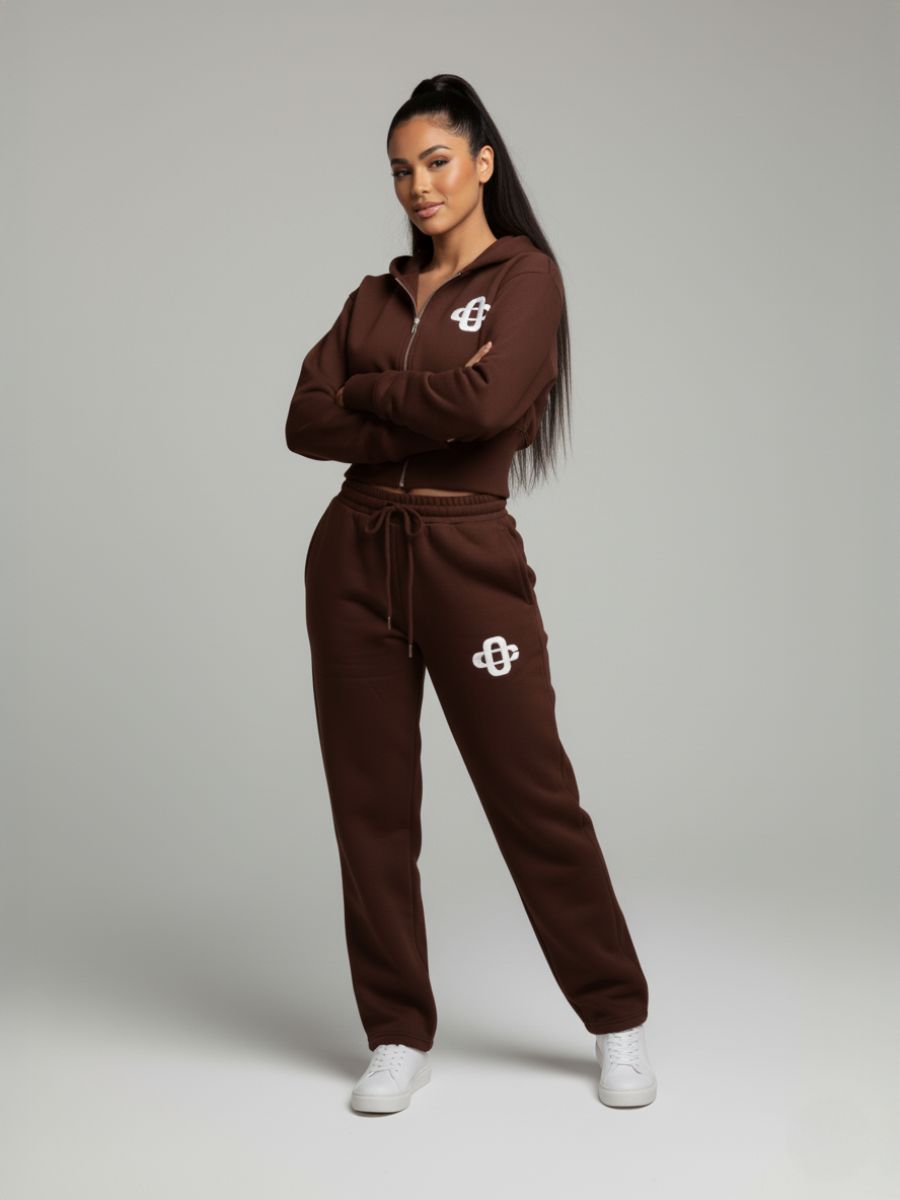 Black Zip-Up Tracksuit Set