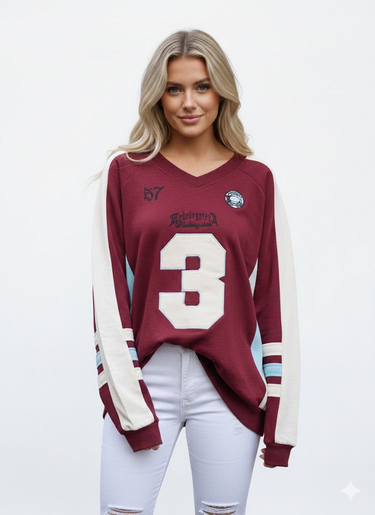 Oversized Varsity-Style Sweatshirt