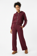 Burgundy Frog Button Co-ord Set - Full Length Jacket