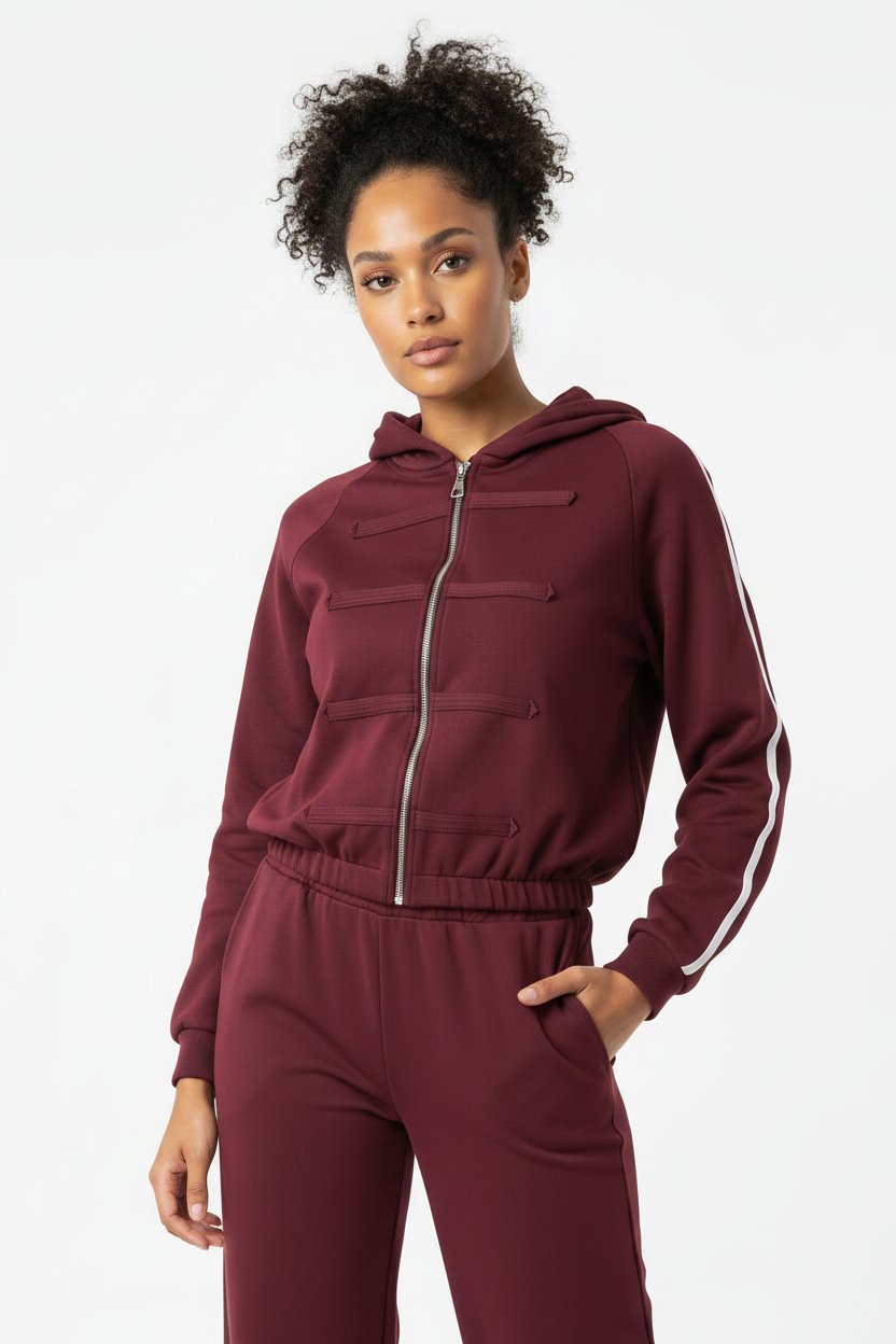 Burgundy Hoodie - Close Up Front