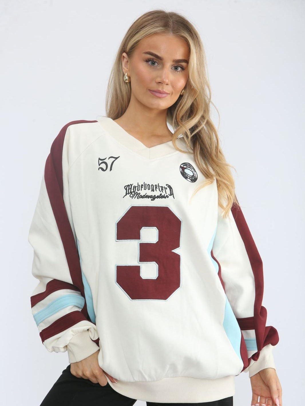 Oversized Varsity-Style Sweatshirt