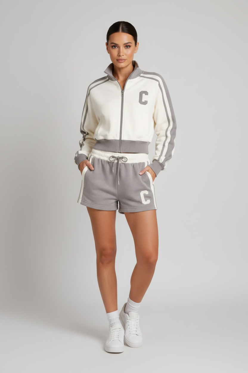 Cream & Grey Varsity Set - Retry