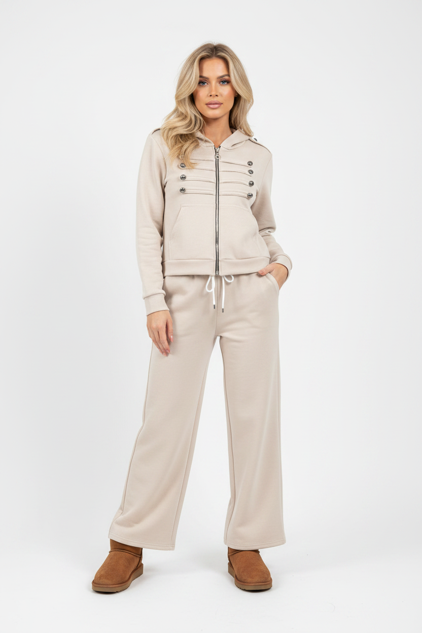Cream Military Co-ord Set on Model
