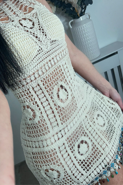 Stone Crochet Dress with Beading