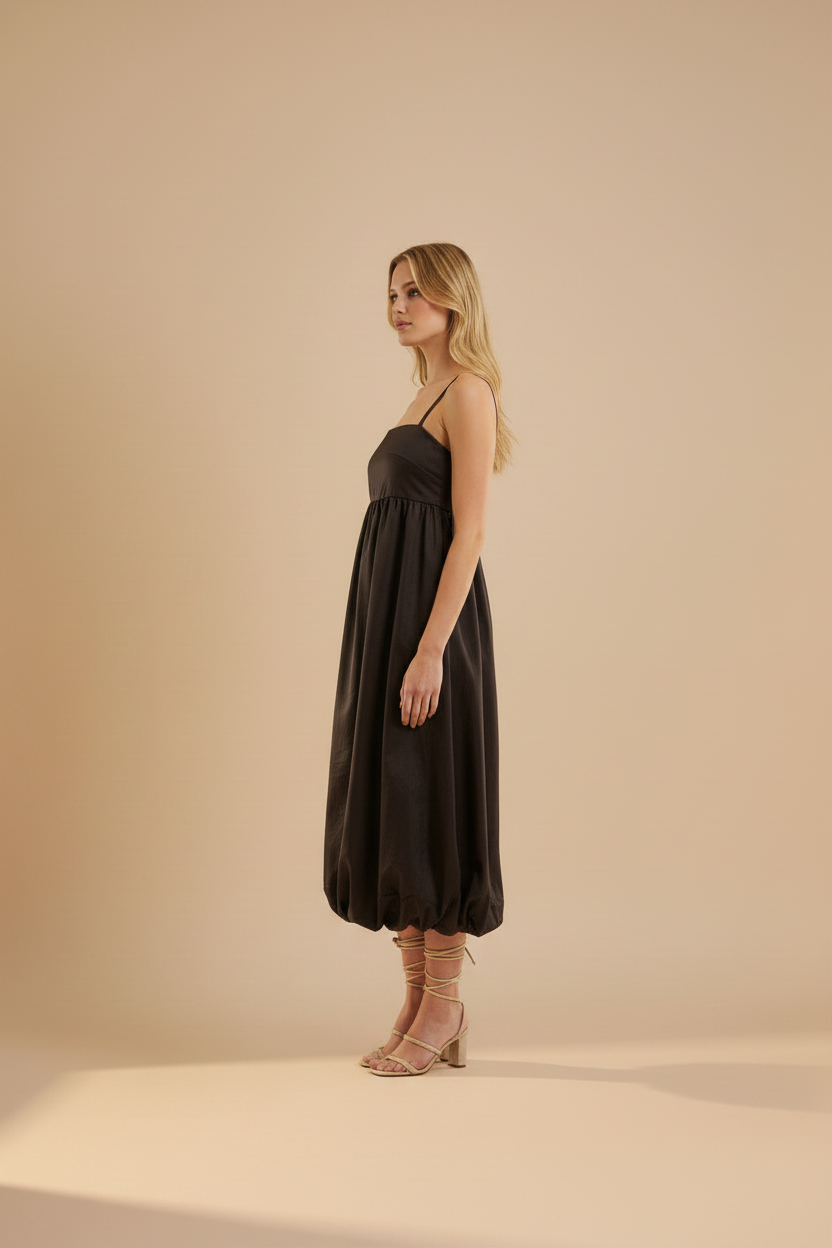 Dark Brown Bubble Dress - Side Profile