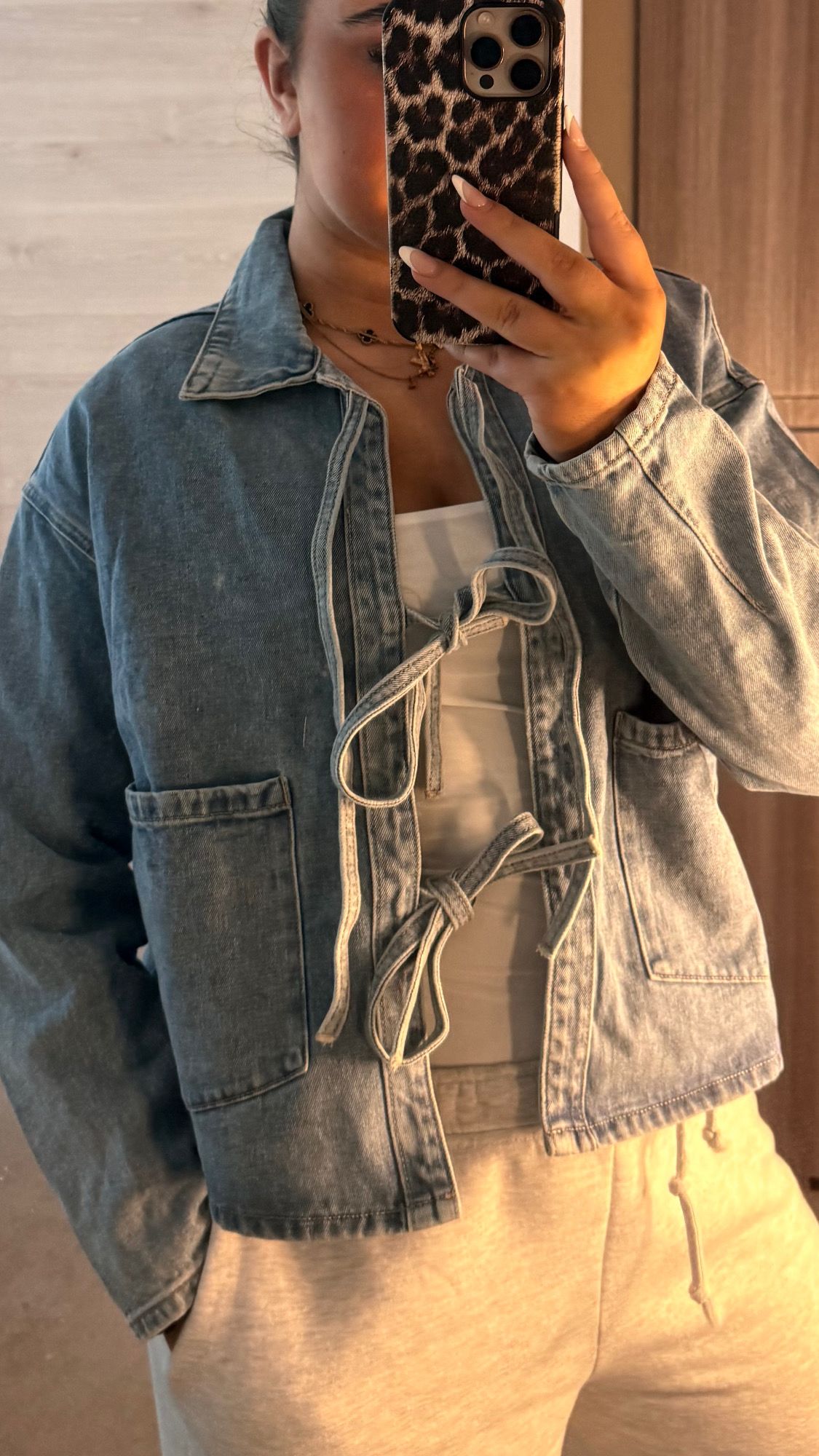 Tie- Up Denim Jacket