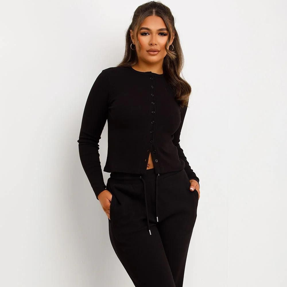 Ribbed Button-Up Lounge Co-Ord