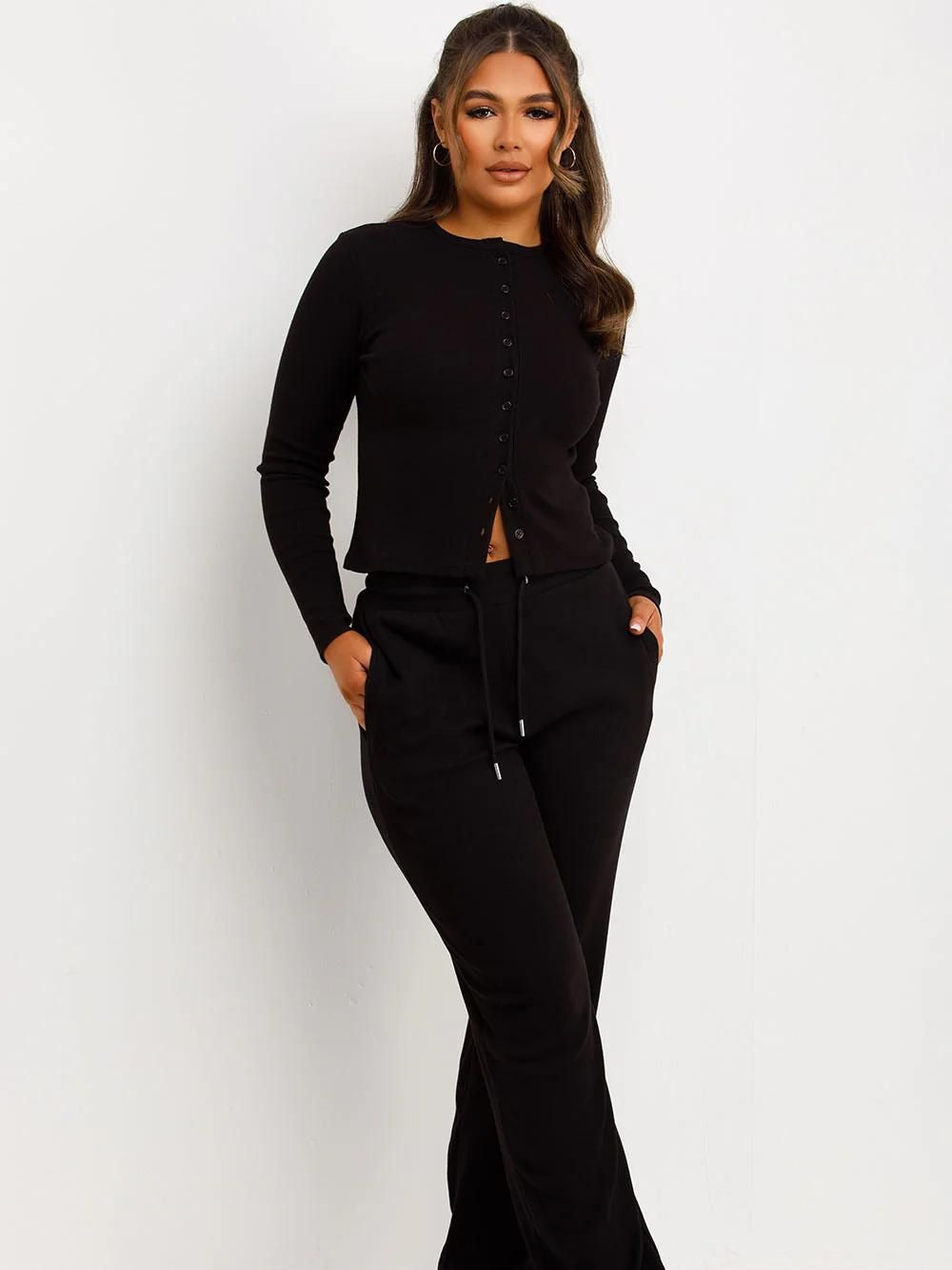 Ribbed Button-Up Lounge Co-Ord
