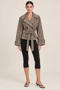 Front studio view of the checked jacket
