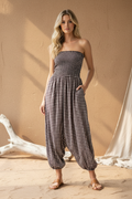 Gingham jumpsuit - beach studio setting