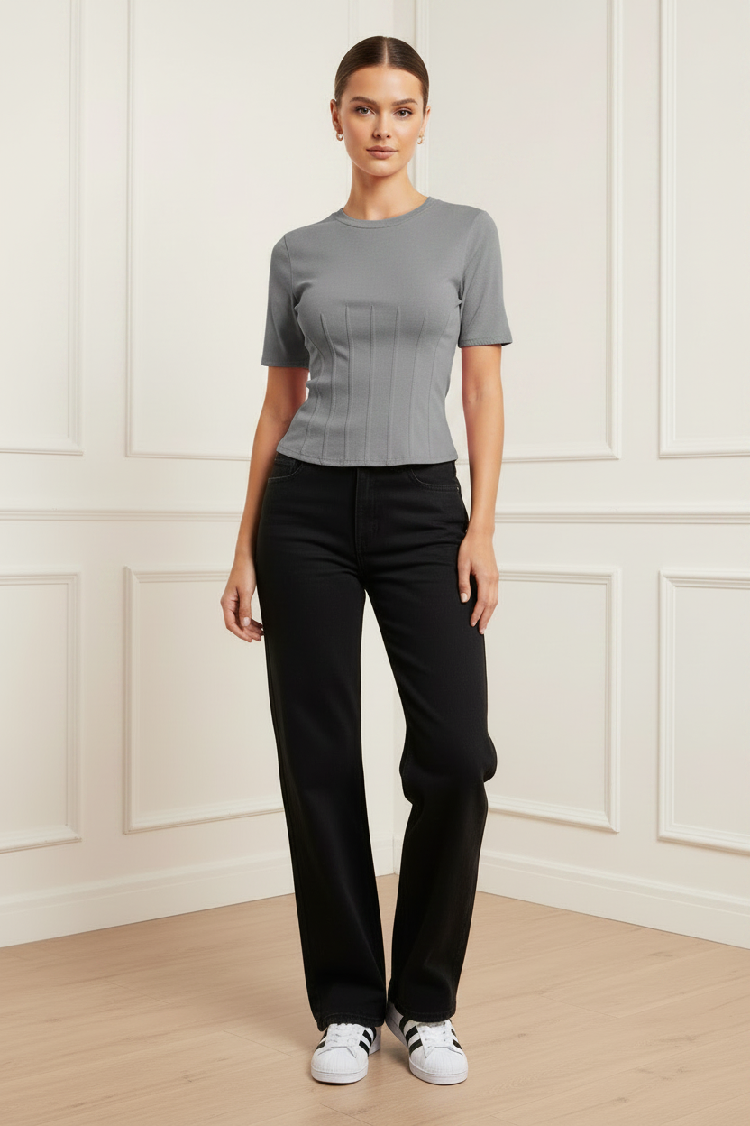 Grey Corset Top - Front